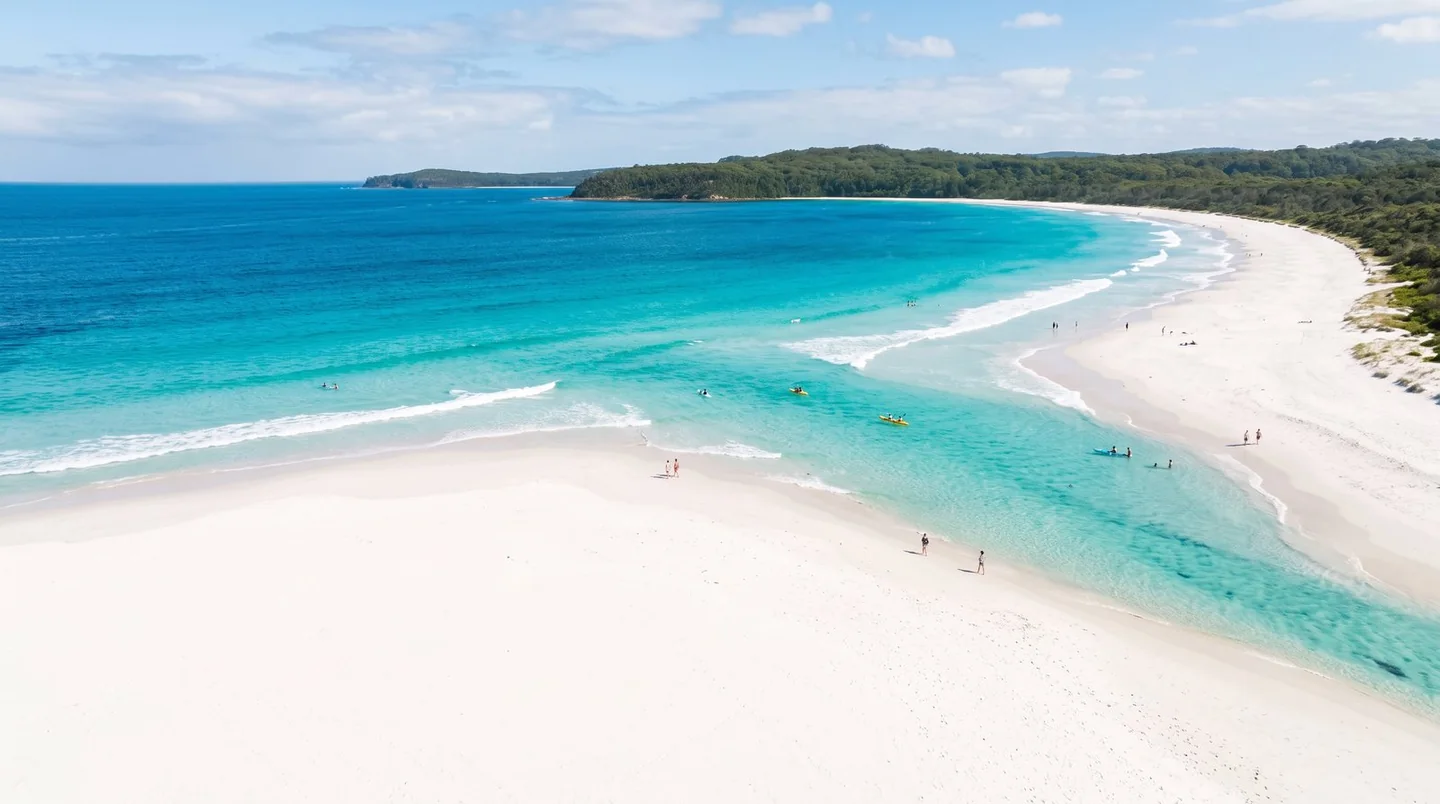 Cover image for Discover the pristine sugar-white sands and turquoise waters of iconic Hyams Beach