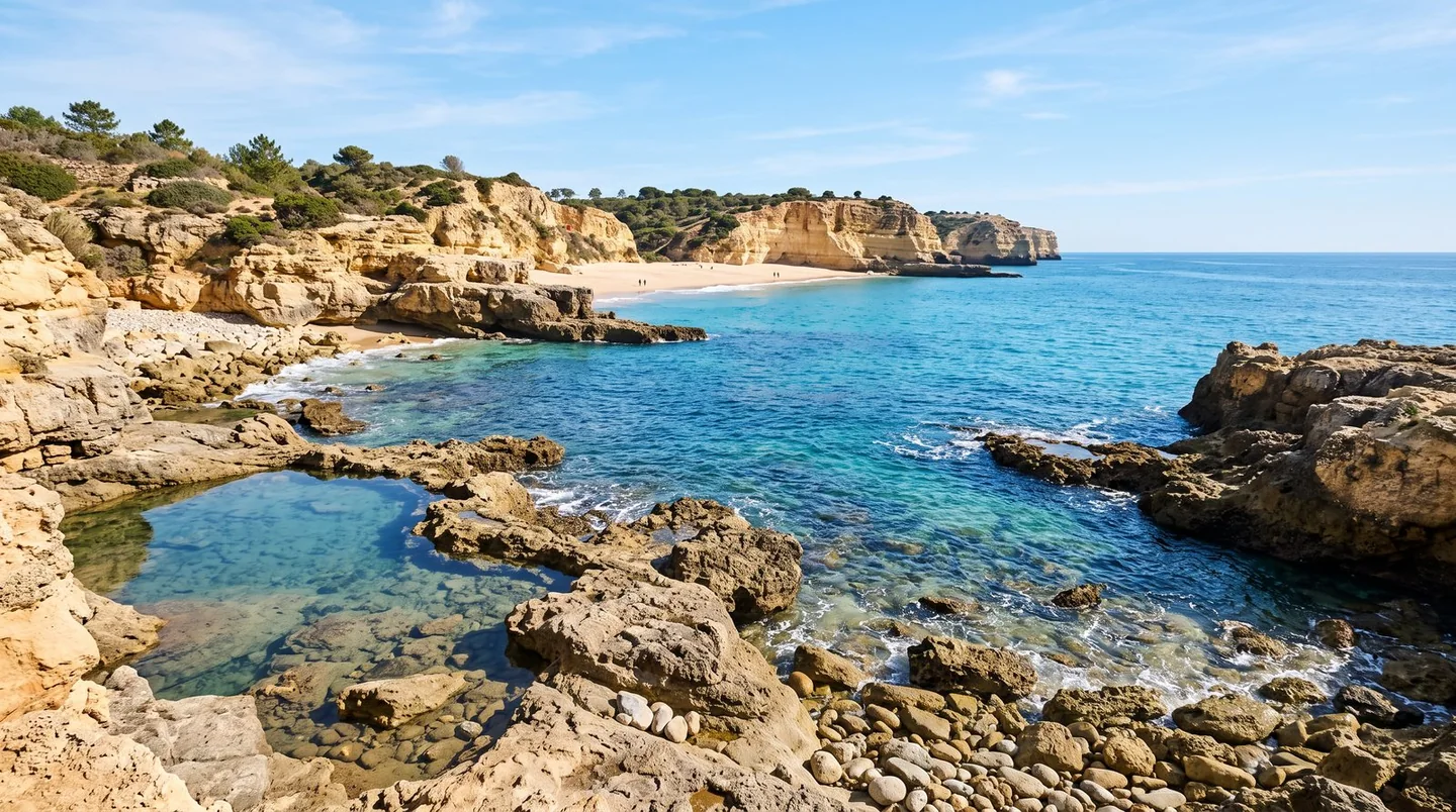 Cover image for Sapphire waters and ancient rock pools define this serene coastal haven