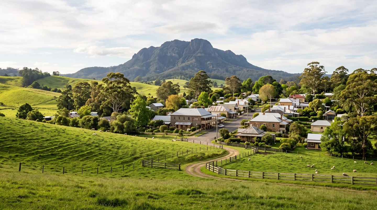Cover image for A heritage escape where emerald hills meet the sacred shadows of Mount Gulaga