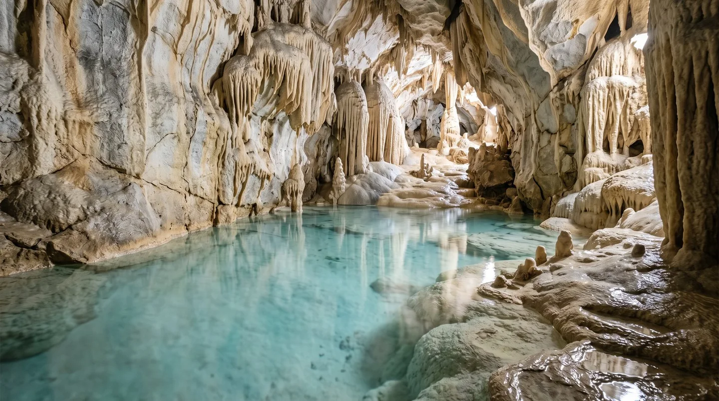Cover image for Subterranean limestone wonders and thermal springs in the northern Snowy Mountains