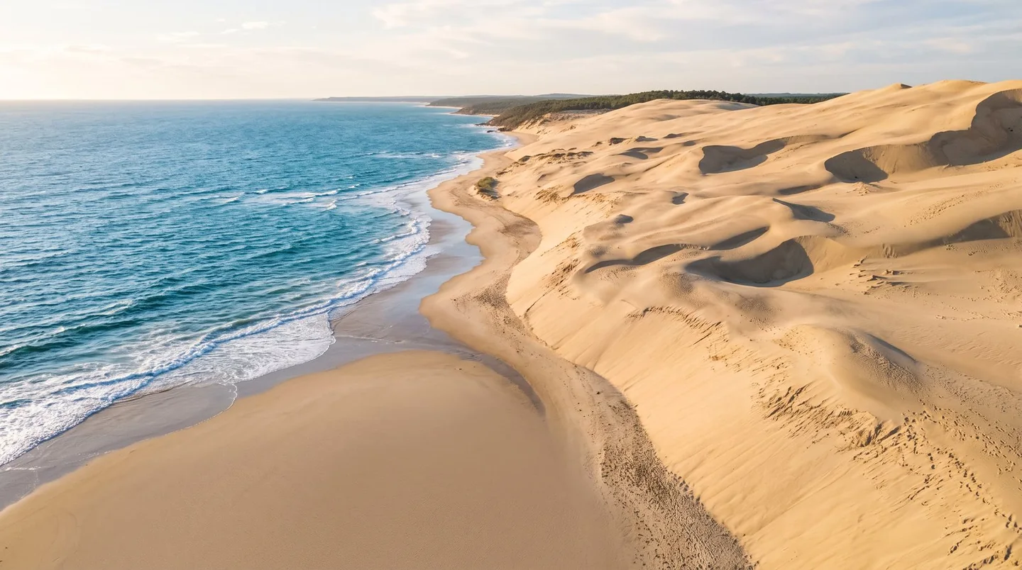Cover image for Where the wild blue ocean meets the shifting peaks of ancient dunes