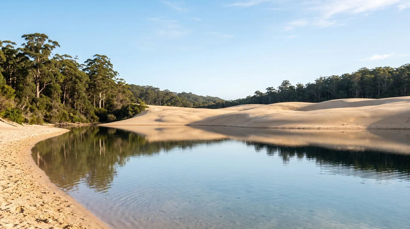 Cover image for A sanctuary of coastal lakes, ancient dunes, and the state's tallest trees