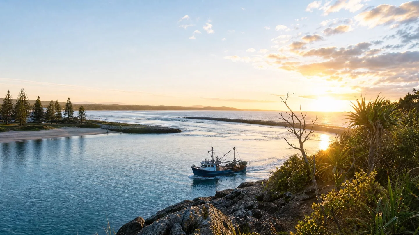Cover image for Yamba is a storied fishing village defined by world-class surf and river estuaries
