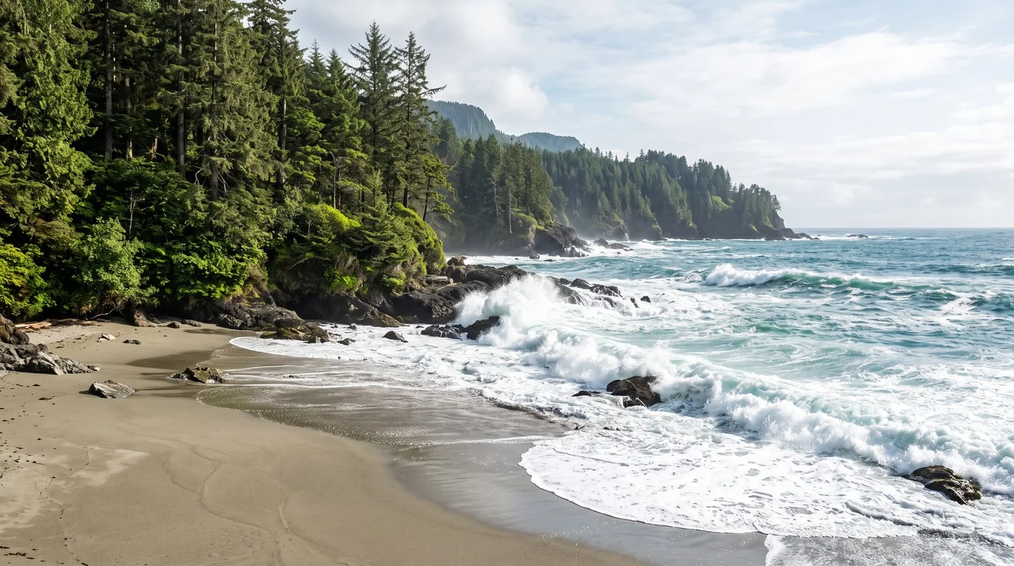 Cover image for A peaceful sanctuary where ancient littoral rainforest meets the crashing Pacific surf