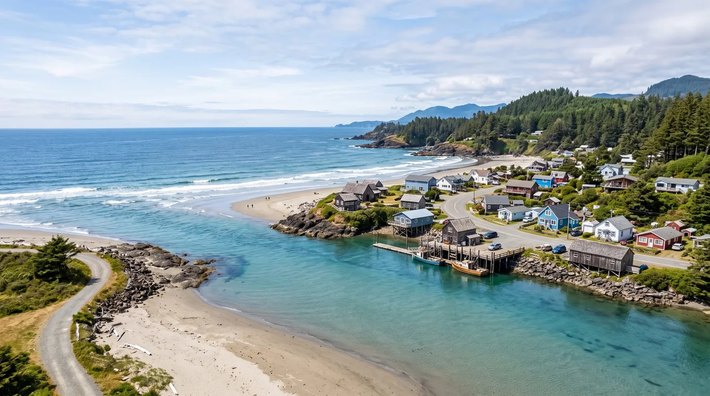 Cover image for A nostalgic seaside escape where the turquoise river meets the Pacific Ocean