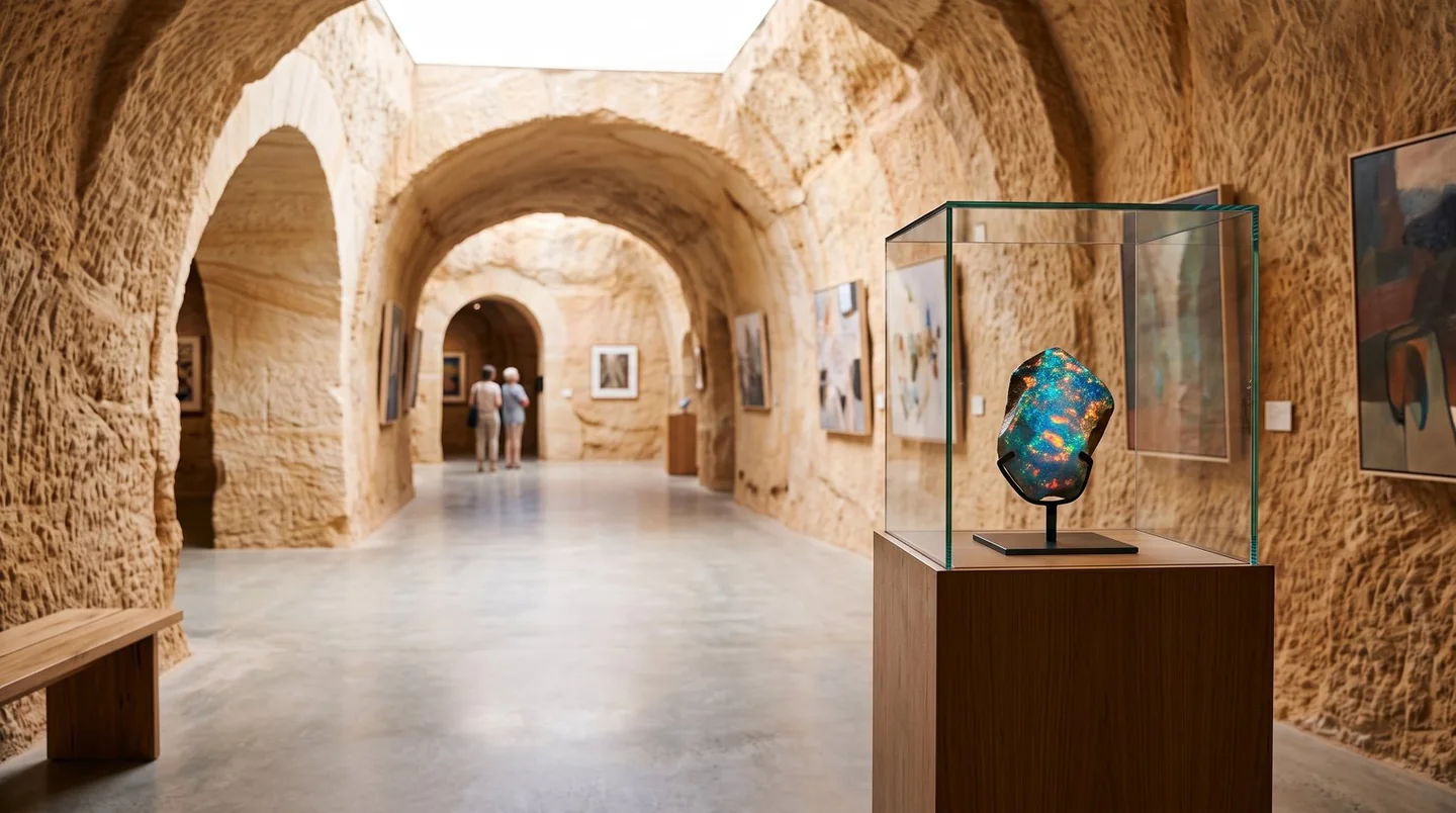 Cover image for Uncover subterranean art and rare black opals in the heart of the outback