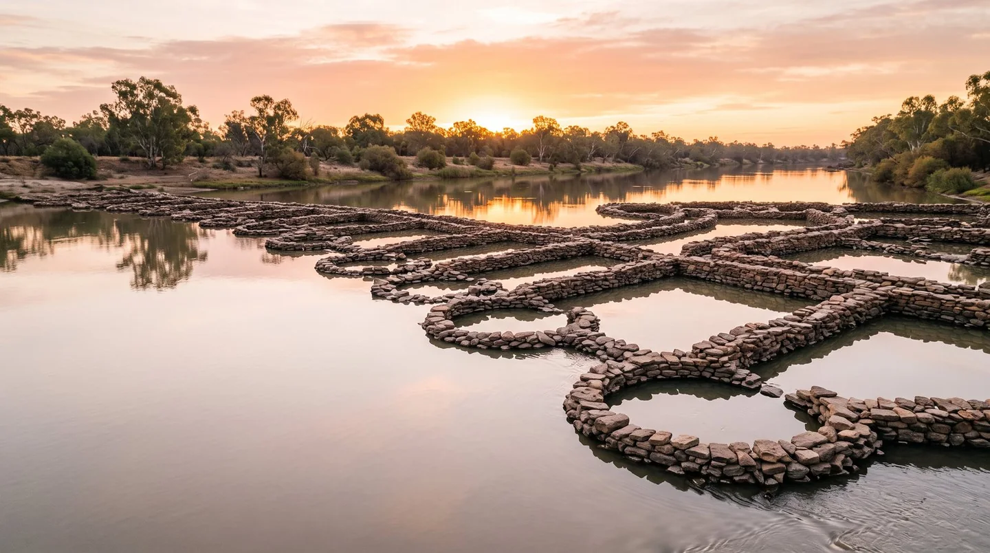Cover image for Ancient stone networks and sacred stories along the banks of the Barwon River