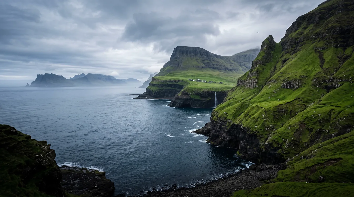 Cover image for The Vertical Solitude of the North Atlantic: Navigating the Fog and Fjords of the Faroe Islands