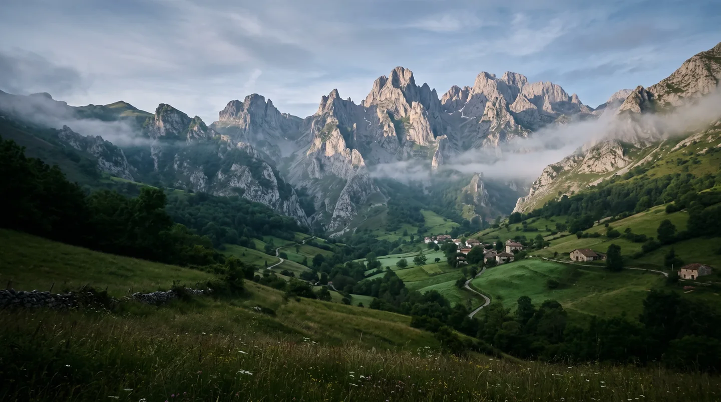 Cover image for The limestone towers of Picos de Europa rise as timeless sentinels over Spain's northern heartland.