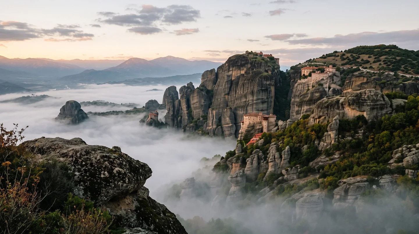 Cover image for The Silent Spires of Thessaly: Finding Spiritual Elevation Among the Floating Monasteries of Meteora