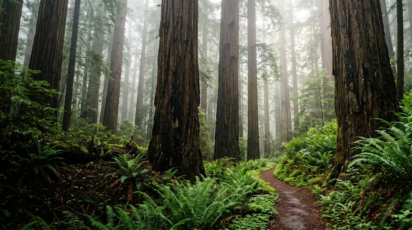 Cover image for Walking Among Giants in the Mist of California's Ancient Emerald Cathedrals