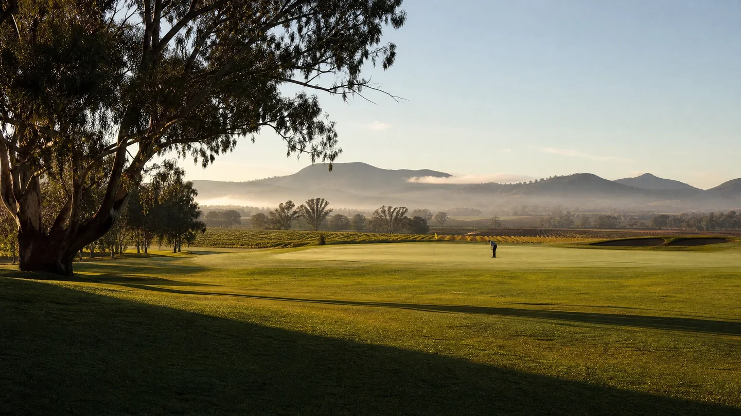 Cover image for A Quiet Dawn at the Tee: Navigating the Mist-Veiled Fairways of Australia’s Oldest Wine Country