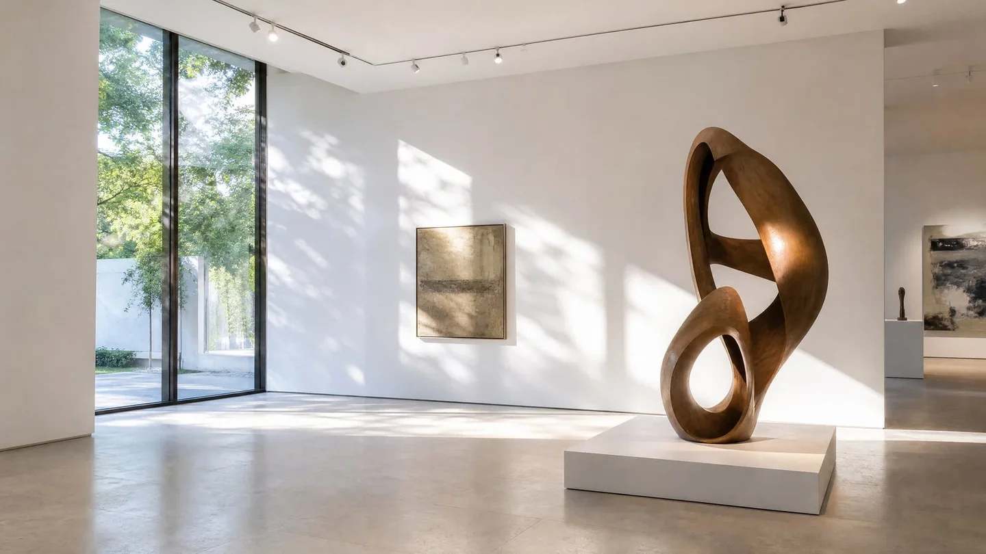 Cover image for The small gallery is learning to let daylight become part of the exhibition.