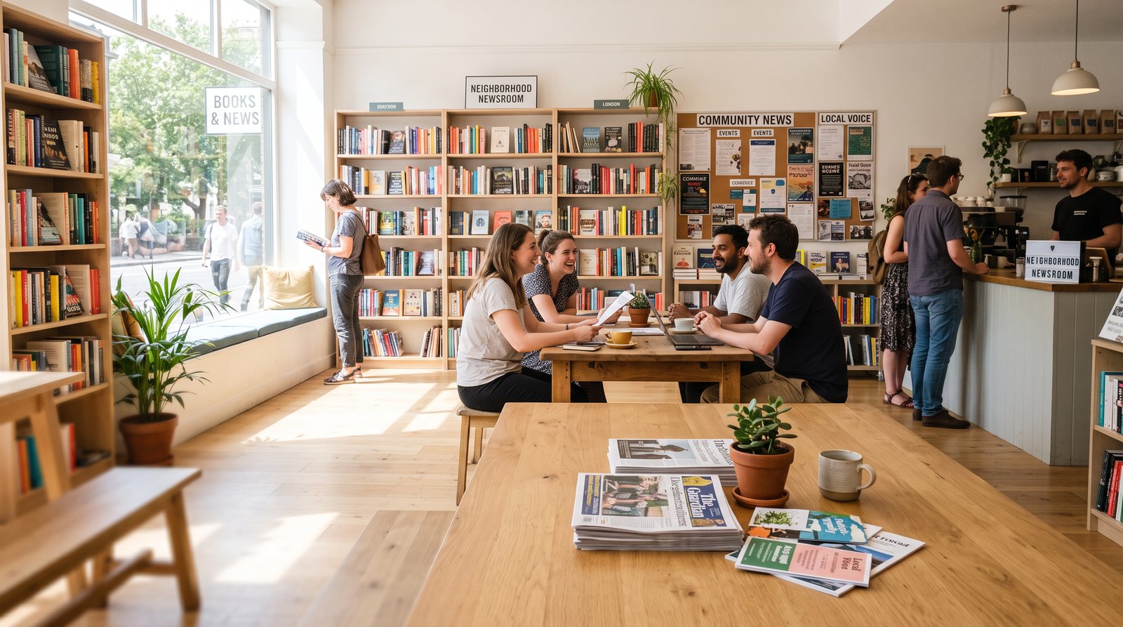 Cover image for The independent bookshop is becoming a neighborhood newsroom.